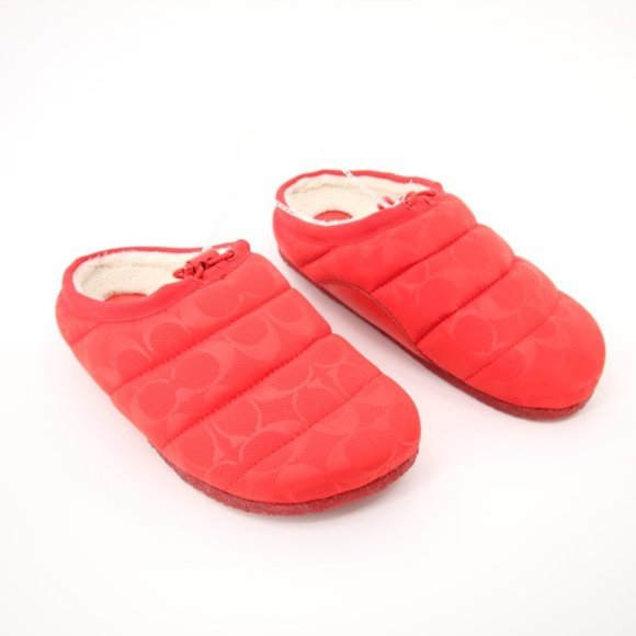NWT Coach Rachelle Slippers Red Puffer Slip On Multiple Sizes Available - Picture 1 of 12